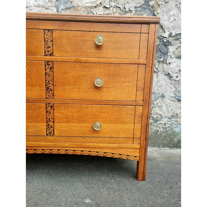 Commode vintage en chêne à 3 tiroirs