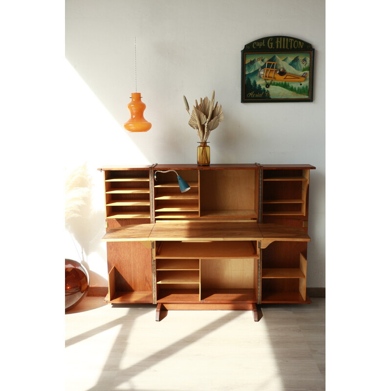 Vintage teak trunk desk by Mummenthaler and Meier, Switzerland 1960