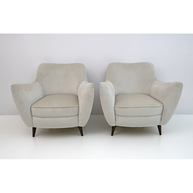 Pareja de sillones vintage Perla en terciopelo de Giulia Veronesi para Isa Bergamo, Italia 1950