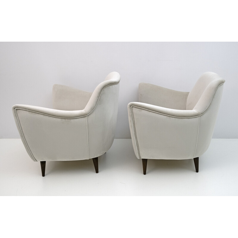 Pair of vintage Perla armchairs in velvet by Giulia Veronesi for Isa Bergamo, Italy 1950