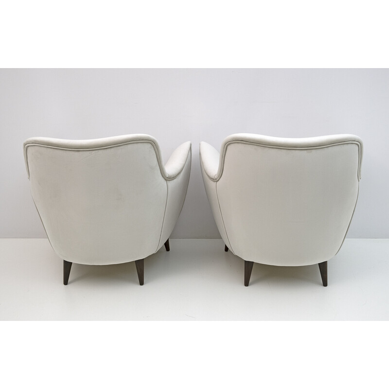 Pair of vintage Perla armchairs in velvet by Giulia Veronesi for Isa Bergamo, Italy 1950