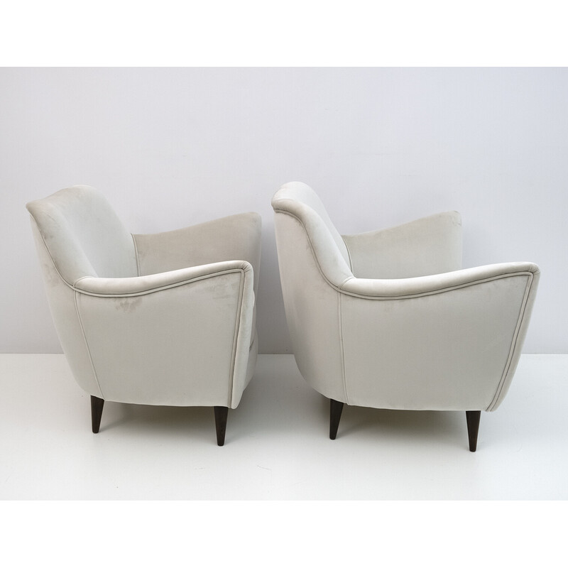 Pair of vintage Perla armchairs in velvet by Giulia Veronesi for Isa Bergamo, Italy 1950