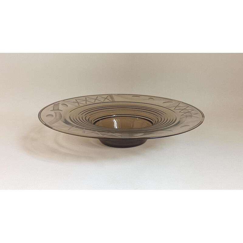 Vintage Art Deco cup in smoked brown glass