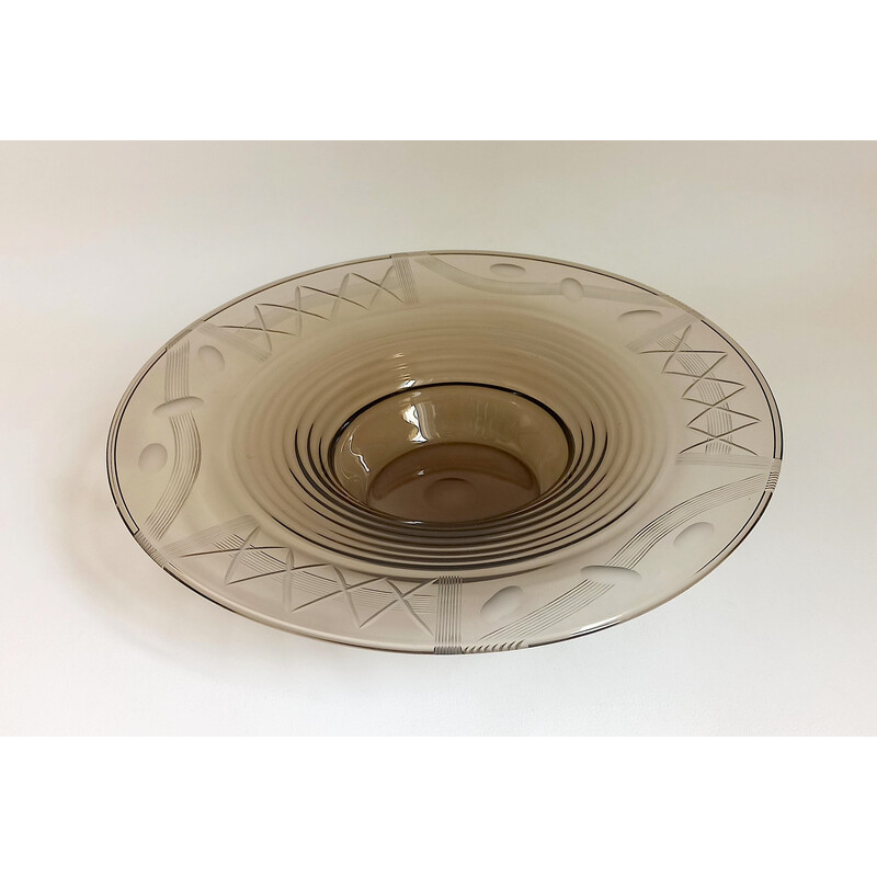 Vintage Art Deco cup in smoked brown glass