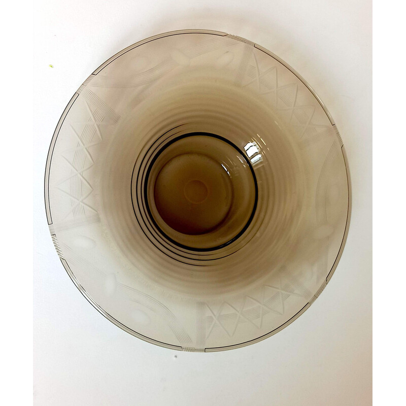 Vintage Art Deco cup in smoked brown glass