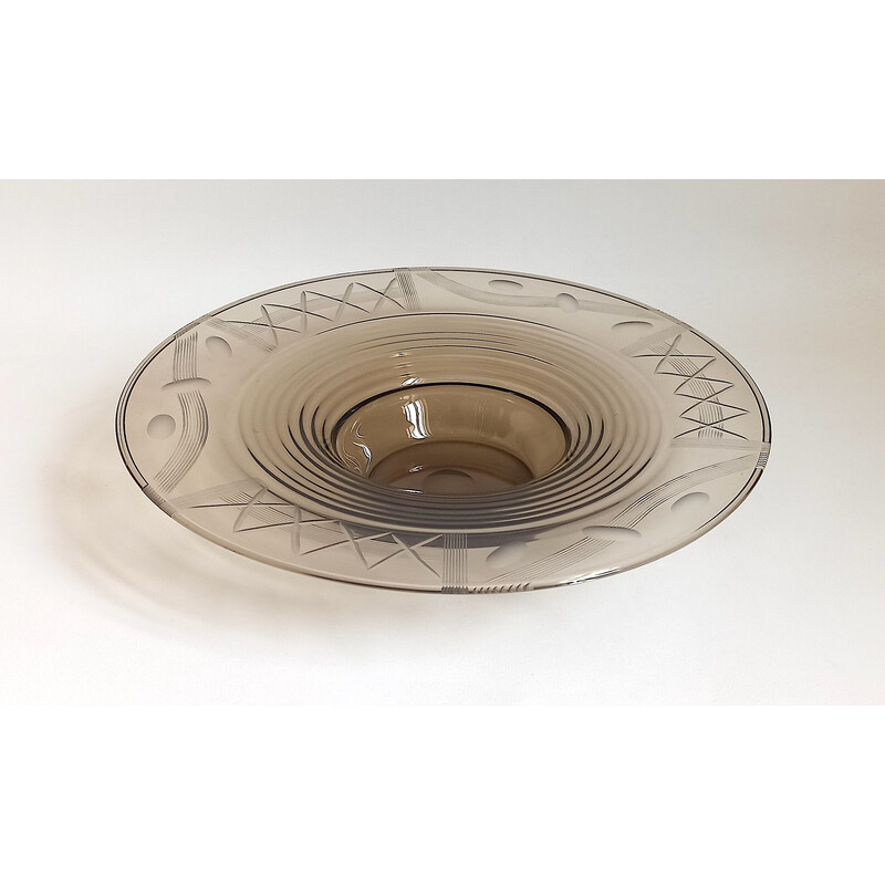 Vintage Art Deco cup in smoked brown glass