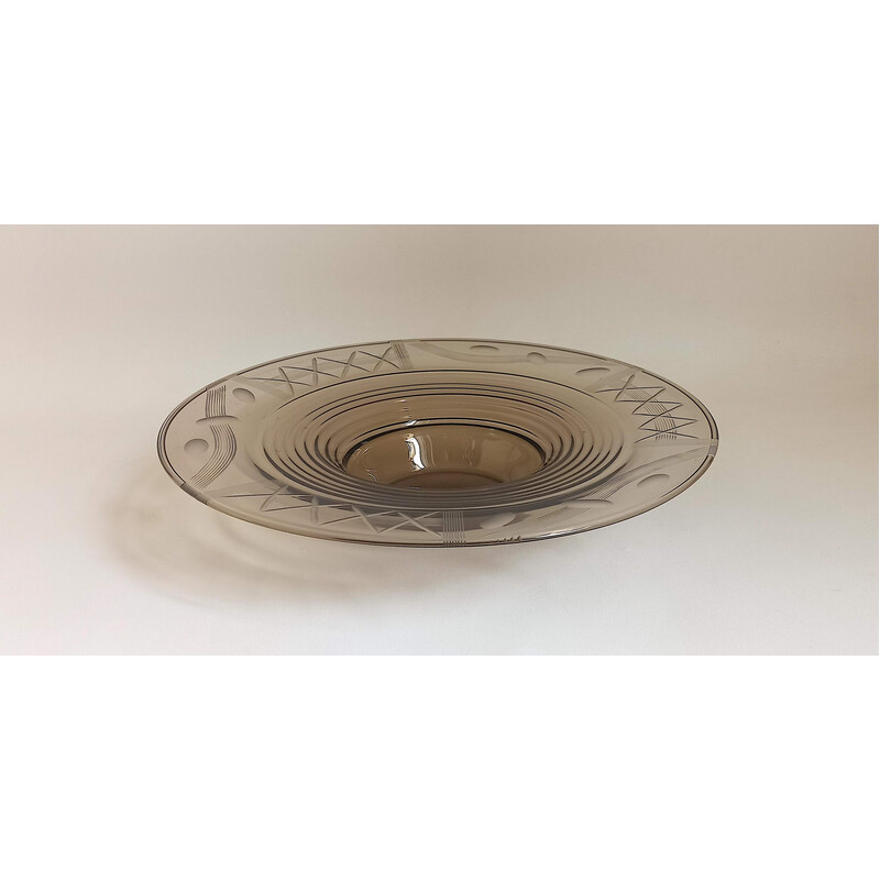 Vintage Art Deco cup in smoked brown glass