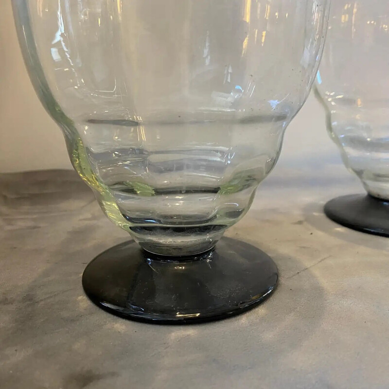 Pareja de botellas de licor vintage de cristal de Murano, Italia 1930