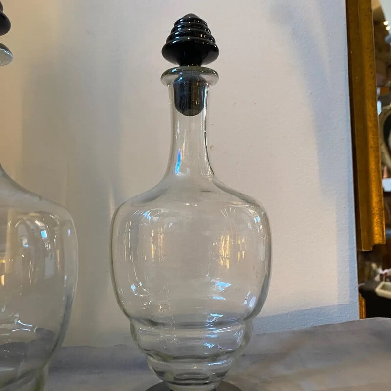 Pair of vintage Murano glass liqueur bottles, Italy 1930