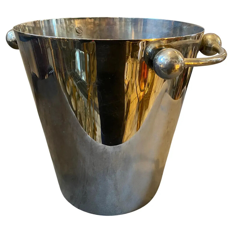 Vintage wine cooler in silver metal, Italy 1970