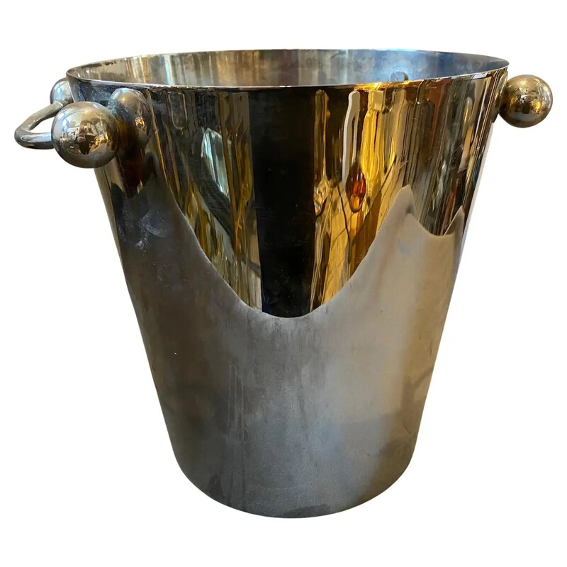 Vintage wine cooler in silver metal, Italy 1970