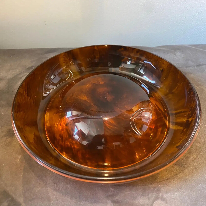 Vintage faux lucite tortoise and brass ashtray, Italy 1980