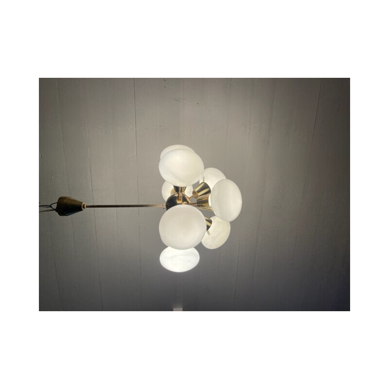 Vintage Sputnik chandelier in opaline glass by Kamenicky Senov, Czechoslovakia 1960