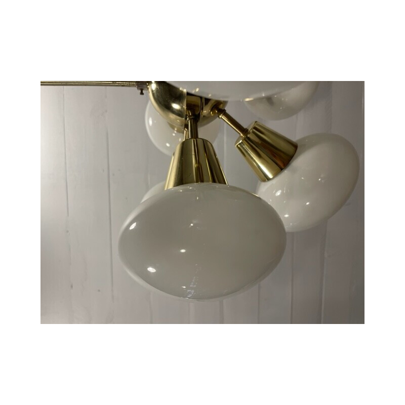 Vintage Sputnik chandelier in opaline glass by Kamenicky Senov, Czechoslovakia 1960