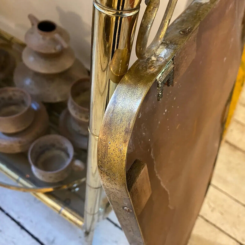 Mid-century brass and etched glass wall mirror, 1950s