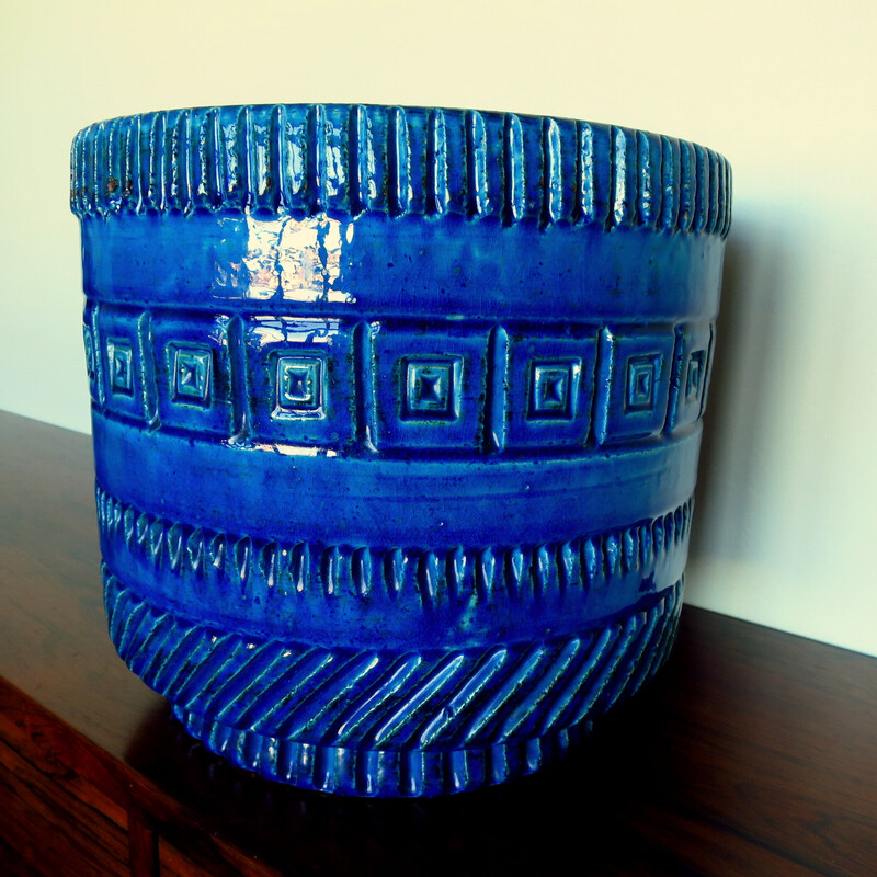 Vintage blue planter by Pol Chambost, 1960