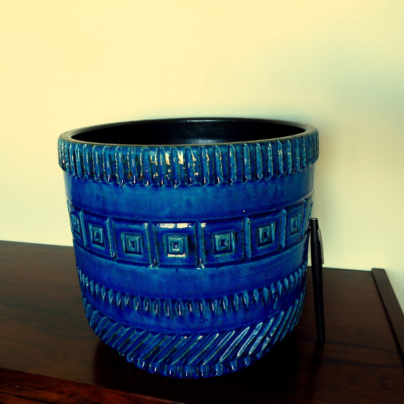Vintage blue planter by Pol Chambost, 1960