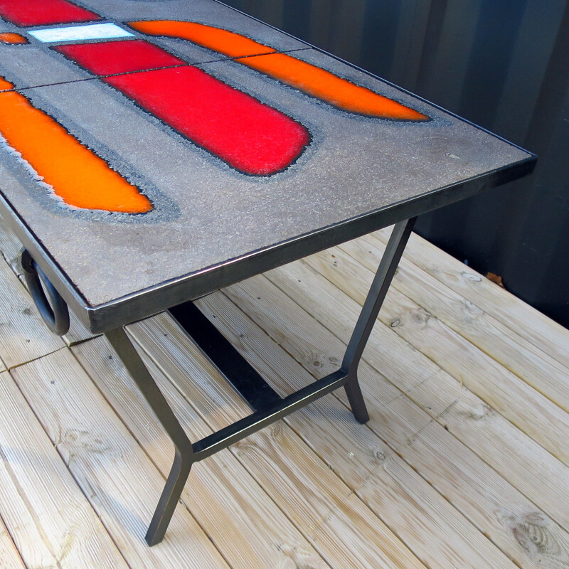 Vintage lava stone coffee table by Robert and Jean Cloutier