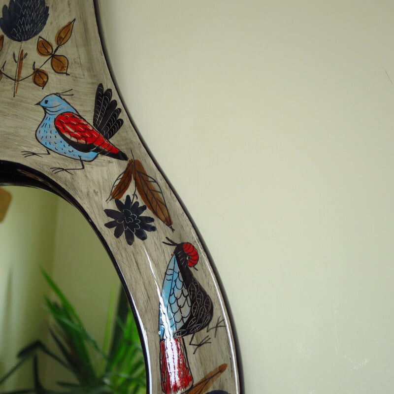 Vintage ceramic mirror by Jean de Lespinasse