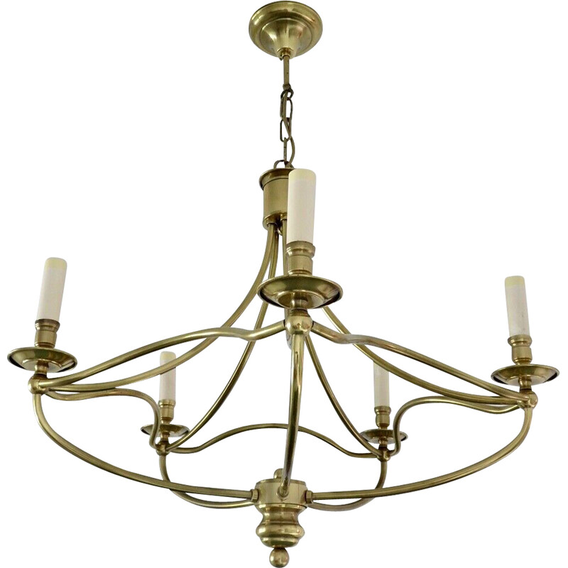 Vintage solid brass chandelier, 1970