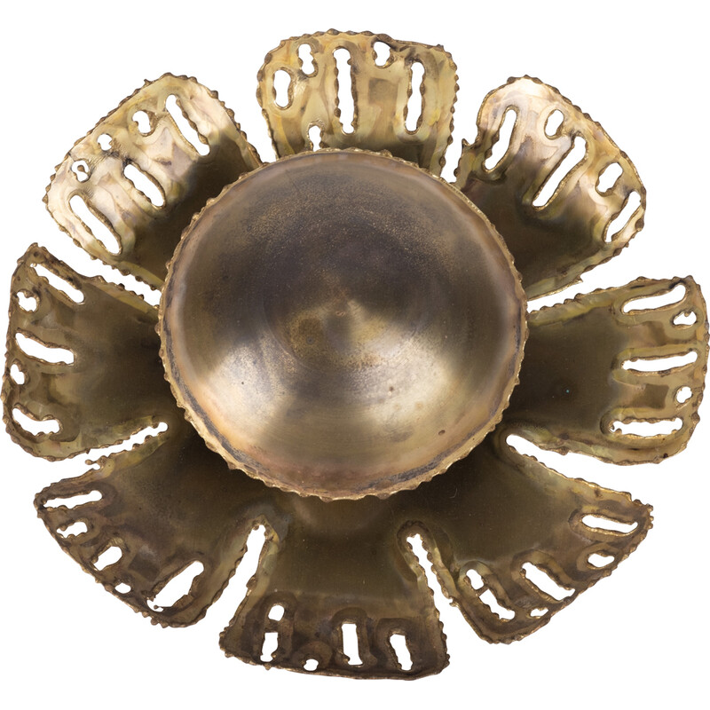 Vintage brass flower wall lamp by Svend Aage Holm Sørensen for Holm Sørensen and Co, Denmark 1960s