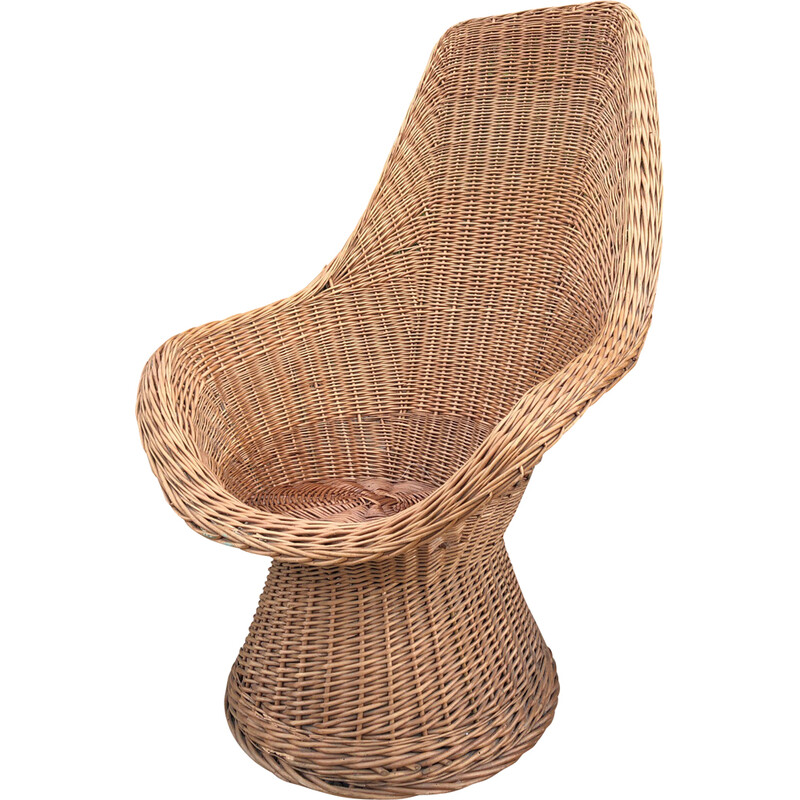 Vintage woven wicker armchair, 1960