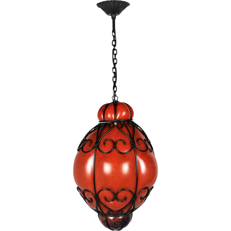 Vintage Venetian lantern in blown Murano glass, 1970