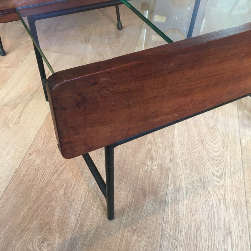 Vintage coffee table with two glass tops, 1950