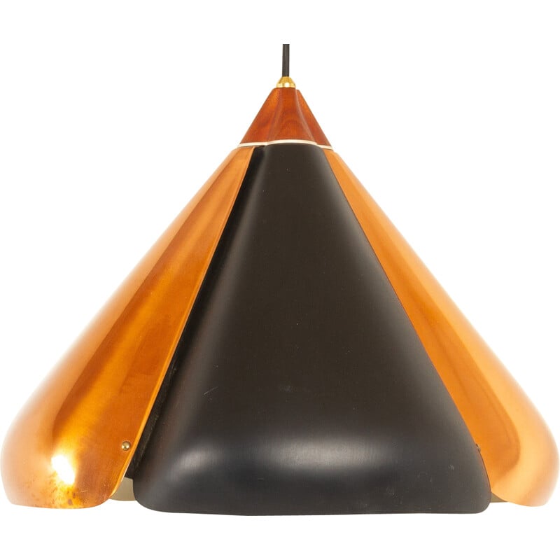 Vintage pendant lamp in copper and black, Denmark 1960
