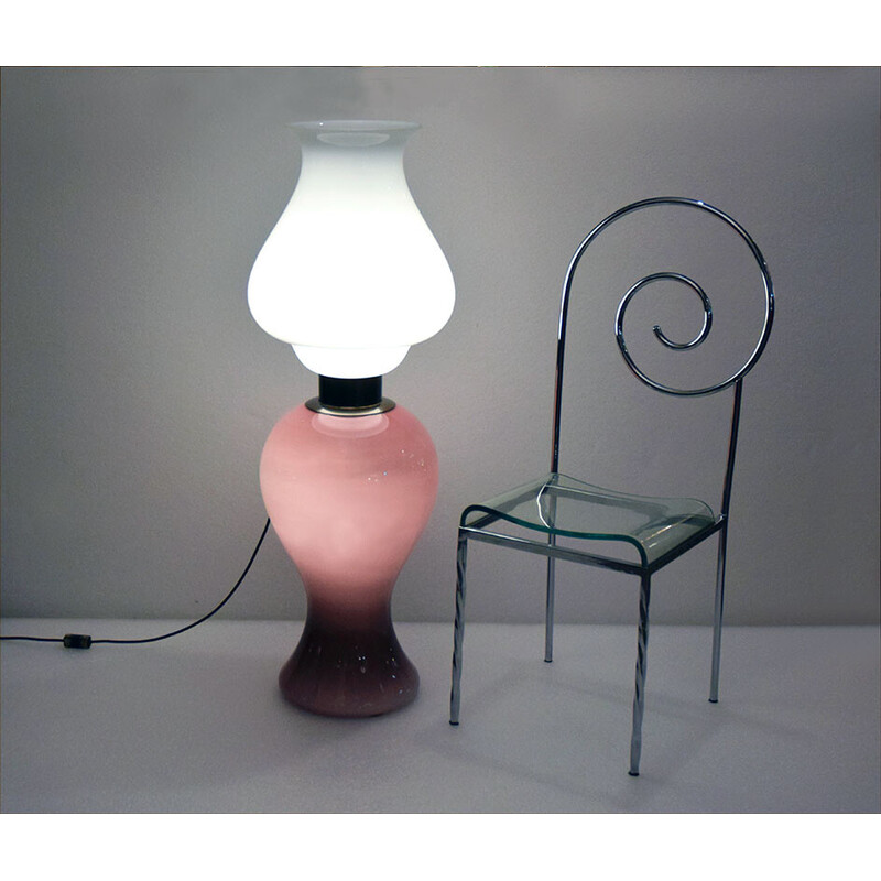 Lámpara de pie vintage de cristal de Murano, años 70