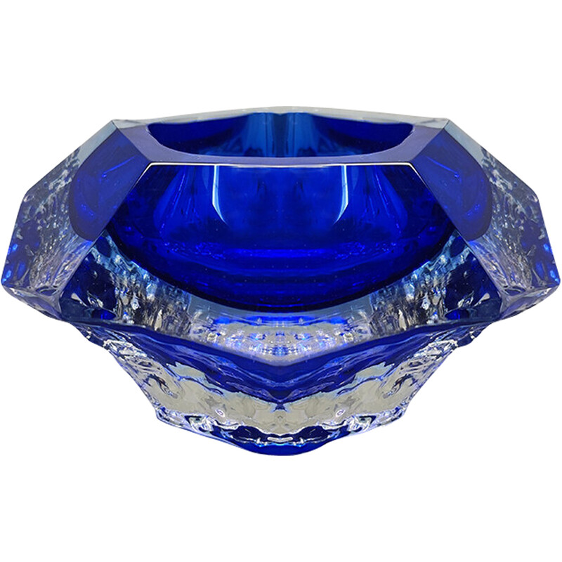 Vintage blue glass ashtray by Flavio Poli for Seguso, 1960