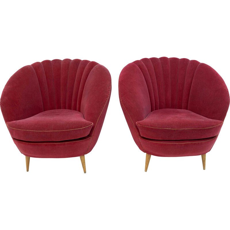 Pair of vintage Margherita armchairs by Gio Ponti for Isa Bergamo, Italy 1950