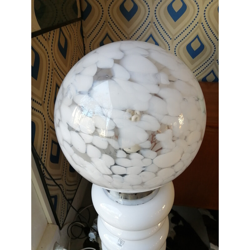 Vintage white Murano glass floor lamp, 1970s