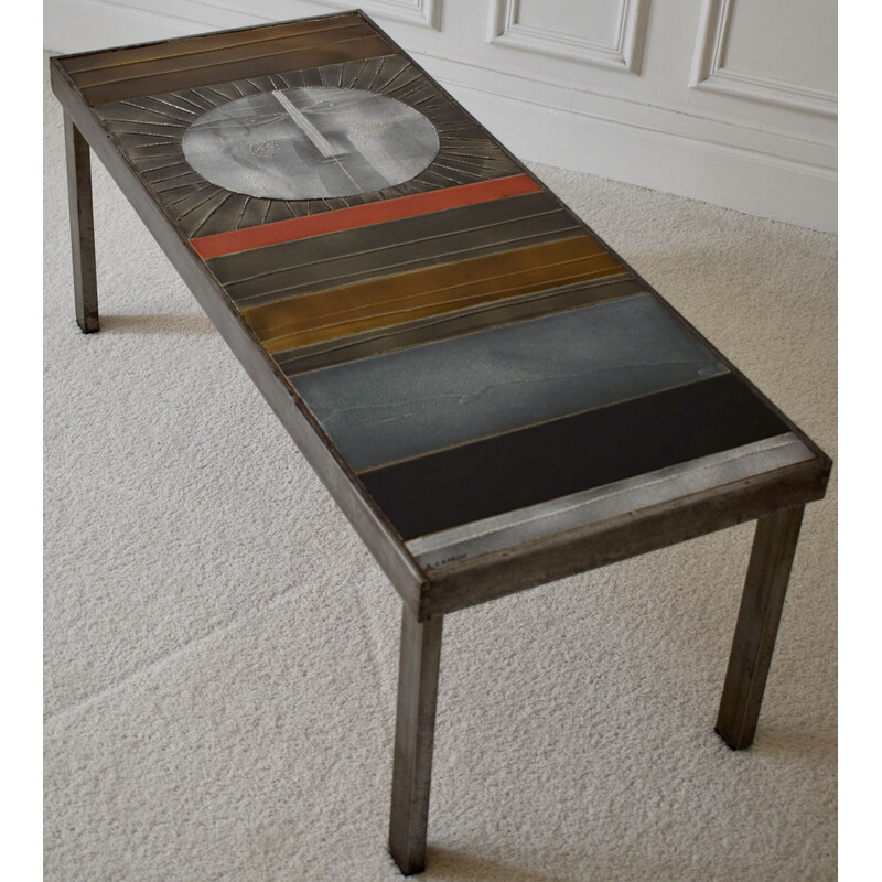 Mesa de centro Vintage Soleil de Roger Capron, 1960