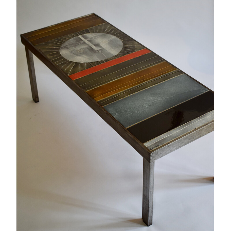 Table basse vintage Soleil de Roger Capron, 1960