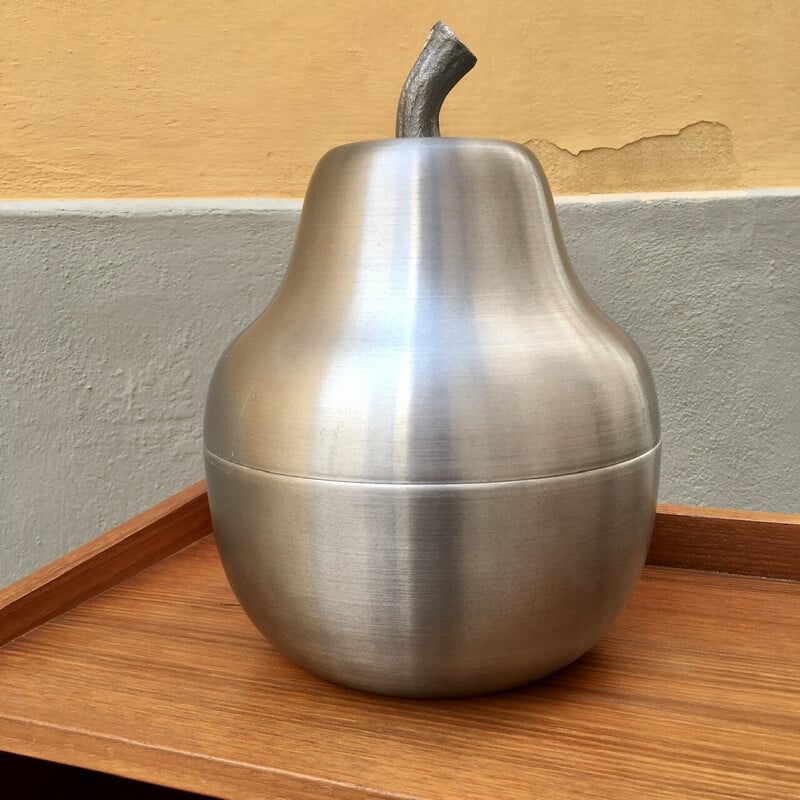 Poire à glaçons vintage en aluminium brossé, Italie 1970