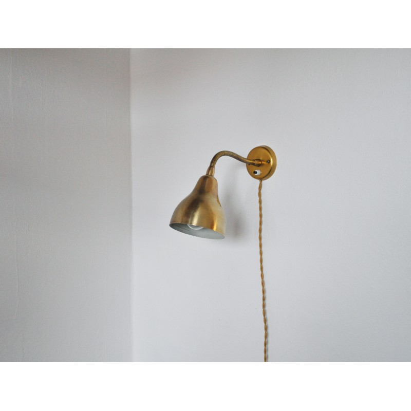 Danish vintage brass wall lamp, 1960s