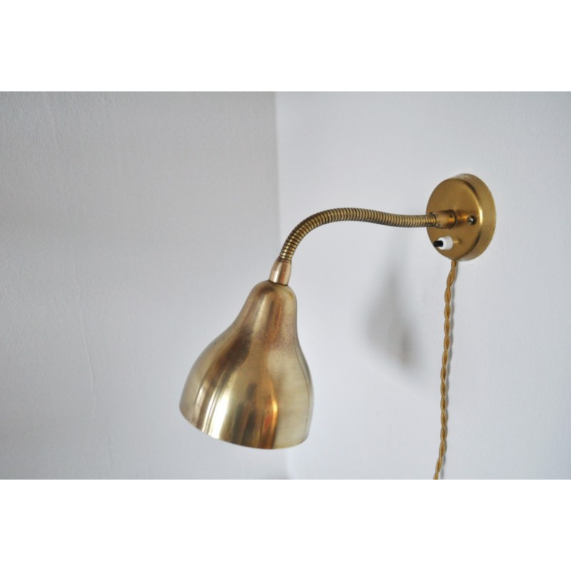 Danish vintage brass wall lamp, 1960s
