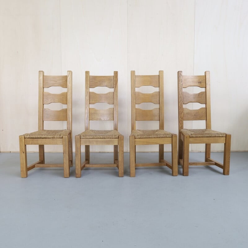 Set of 4 vintage Brutalist dining chairs, 1970s