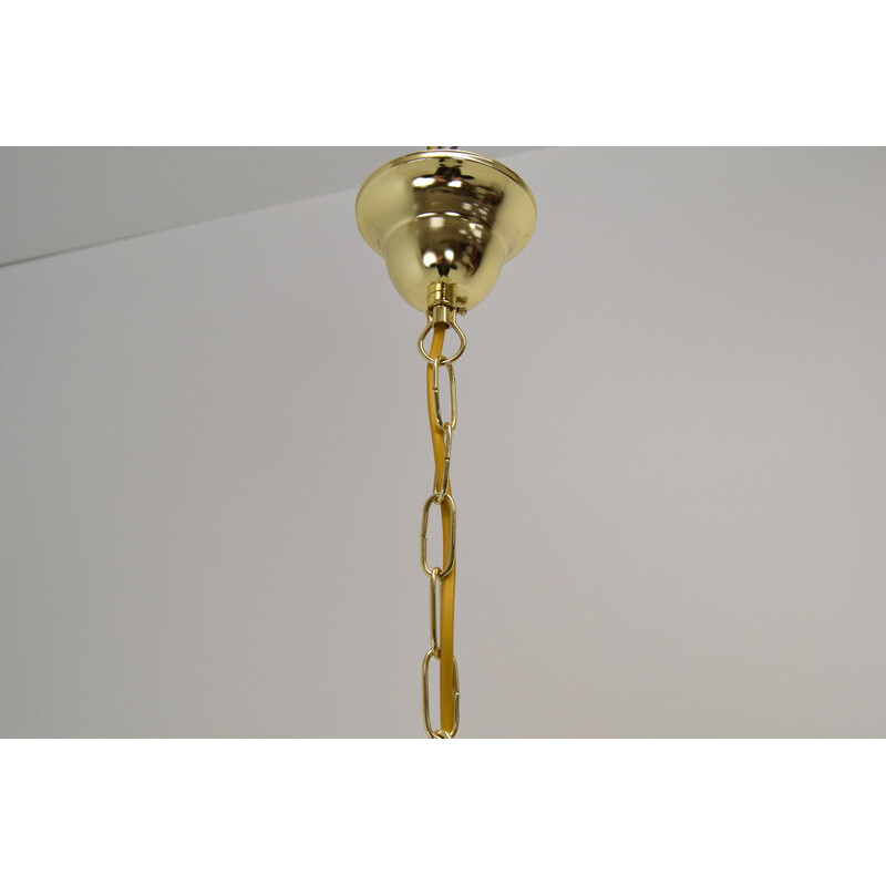 Mid-century smoked glass and brass pendant lamp, Czechoslovakia 1980s