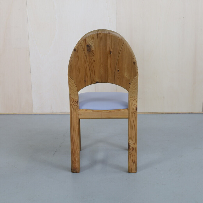 Conjunto de 4 cadeiras de jantar brutalistas vintage em pinho natural, década de 1970