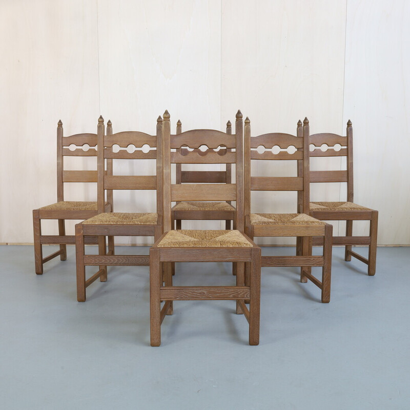 Conjunto de 6 cadeiras de jantar vintage Brutalist de De Puydt