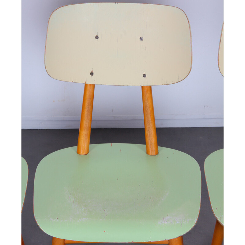 Set van 3 vintage houten stoelen van Ton, Tsjechië 1960