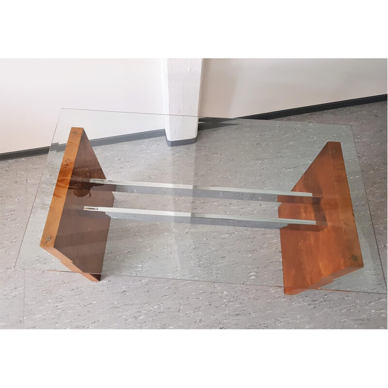 Mesa lateral de vidro Vintage - 1970