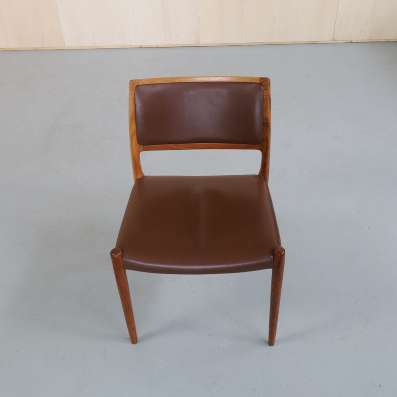 Set of 6 vintage leather chairs by Niels Møller for J.L. Møllers Møbelfabrik, 1960
