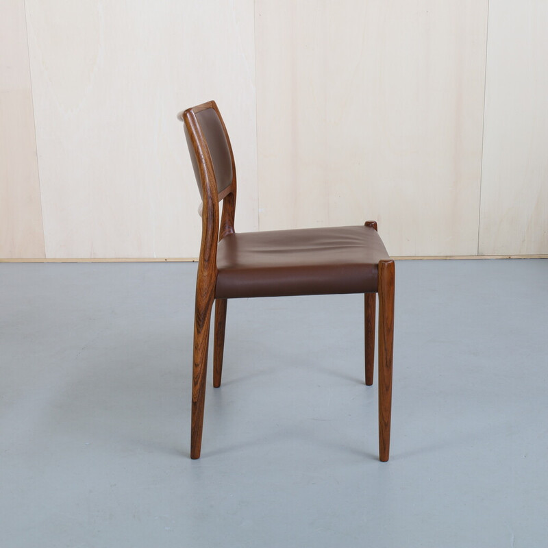 Ensemble de 6 chaises en cuir vintage par Niels Møller pour J.L. Møllers Møbelfabrik, 1960