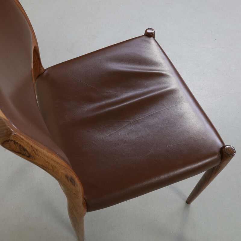 Set van 6 vintage leren stoelen van Niels Møller voor J.L. Møllers Møbelfabrik, 1960