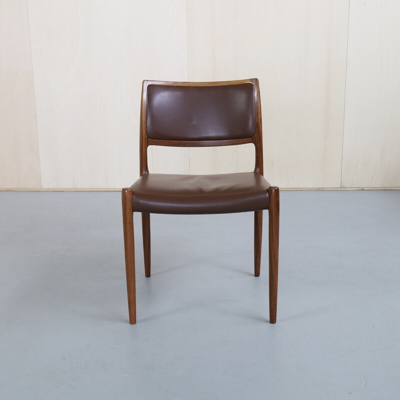 Set of 6 vintage leather chairs by Niels Møller for J.L. Møllers Møbelfabrik, 1960