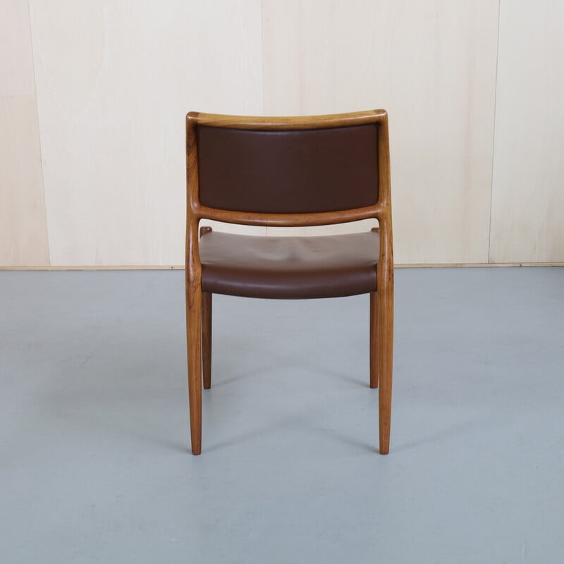 Set van 6 vintage leren stoelen van Niels Møller voor J.L. Møllers Møbelfabrik, 1960