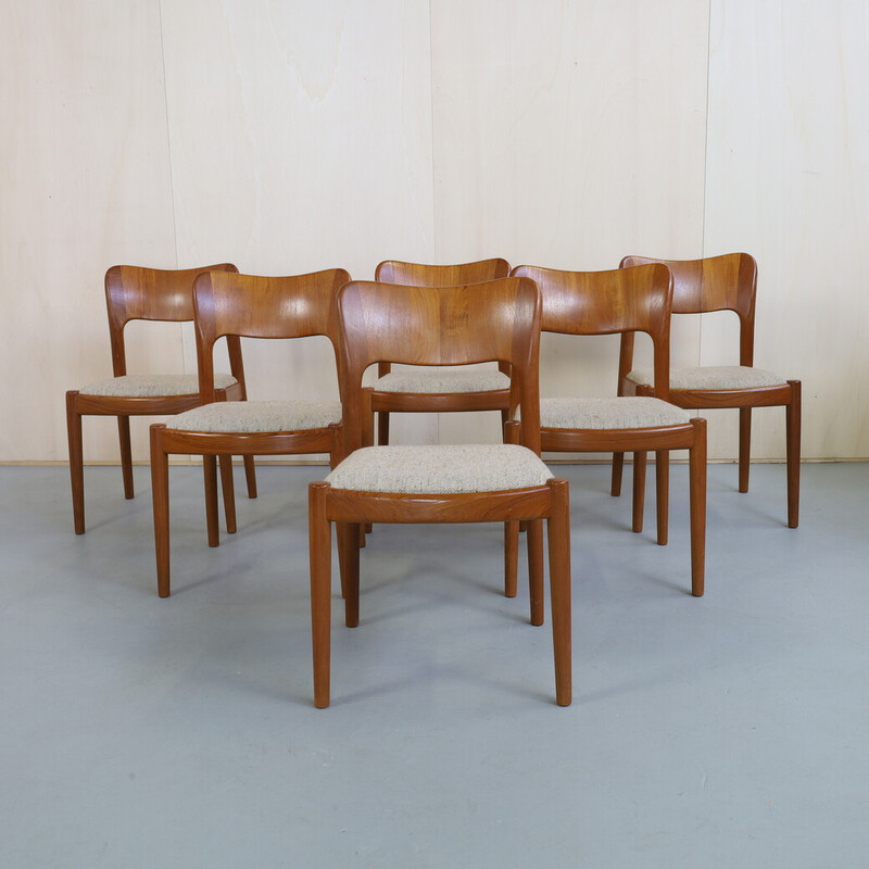 Ensemble de 6 chaises vintage en teck par Niels Koefoed pour Koefoeds Hornslet, 1960